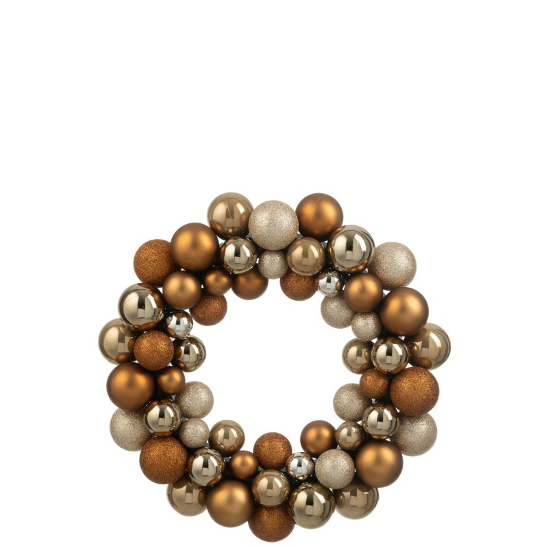 Couronne Boules De Noël Plastique Bronze/marron