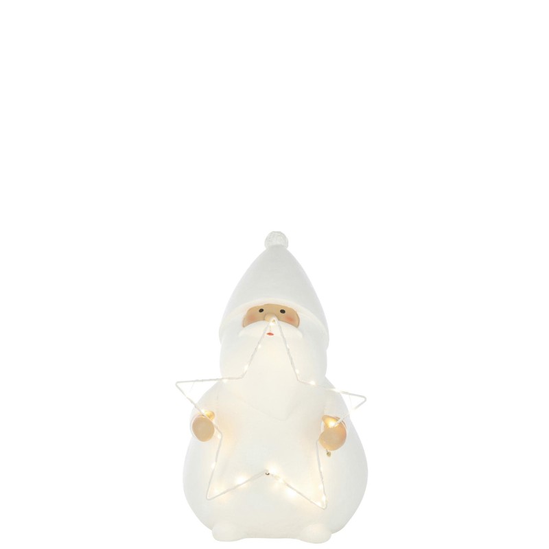 Père Noël Led Etoile Polyrésine Blanc