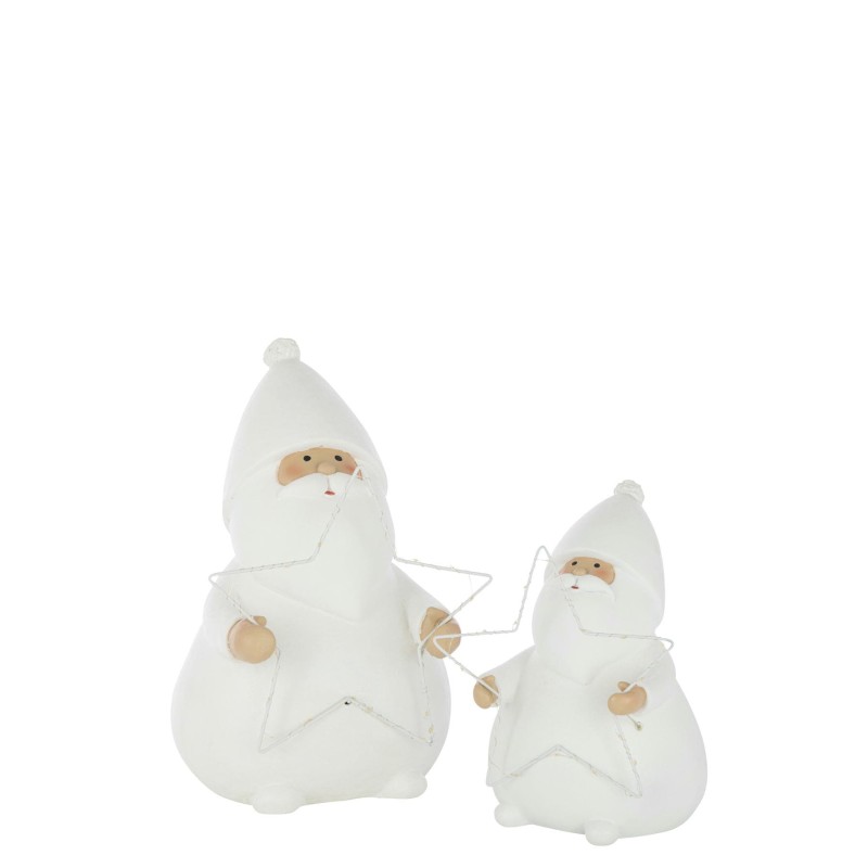 Père Noël Led Etoile Polyrésine Blanc