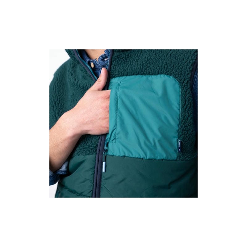 Veste bi-matières en sherpa sans manches Homme /Vert