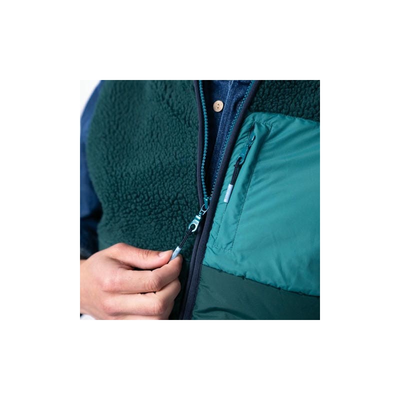 Veste bi-matières en sherpa sans manches Homme /Vert