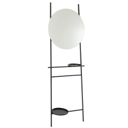 Miroir Echelle 2 Plateaux Rond Metal Verre Noir