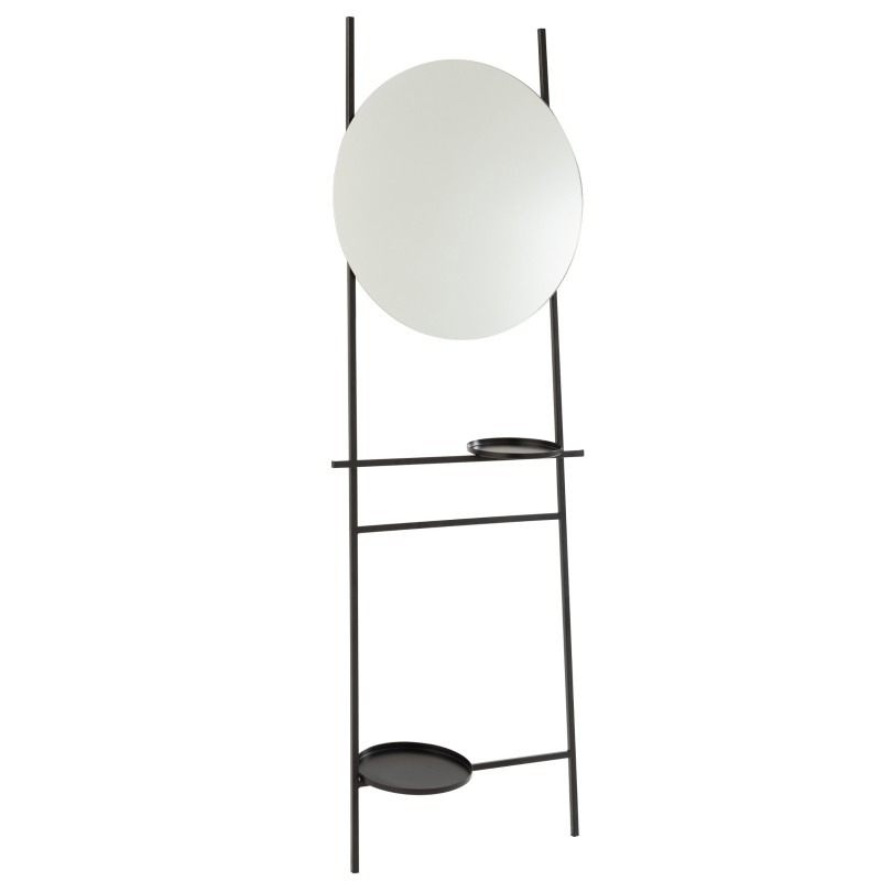 Miroir Echelle 2 Plateaux Rond Metal Verre Noir