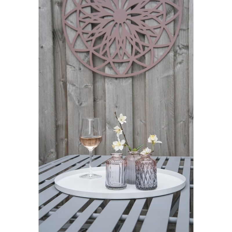 Plateau rond décoratif metal blanc