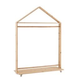 Portant Maison Sur Roulettes Bois De Pin Naturel