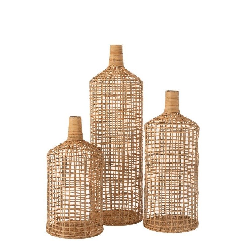 INES Ensemble de 3 vases décoratifs Bambou