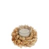 Flora bougie avec couronne fleurs sechées