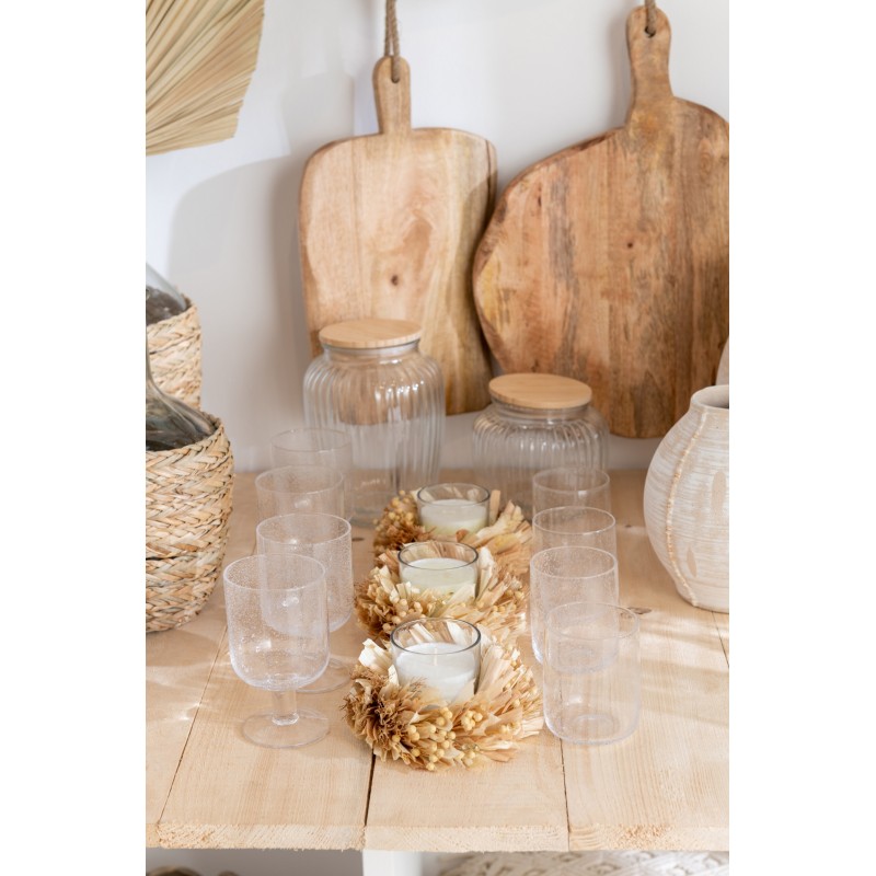 Flora bougie avec couronne fleurs sechées