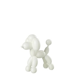 Caniche Ballon Resine Blanc
