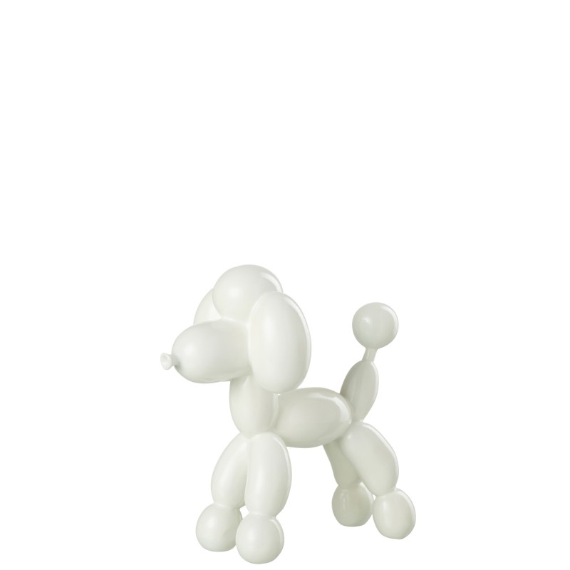 Caniche Ballon Resine Blanc