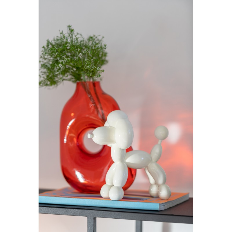 Caniche Ballon Resine Blanc