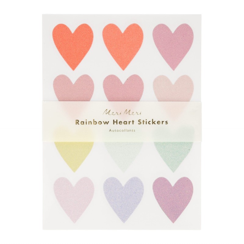 Stickers Coeurs  paillettes pastel