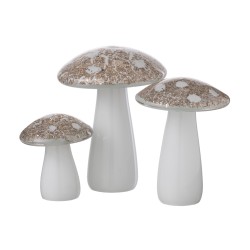 Champignons décoratifs set de 3 Blancs/dorés