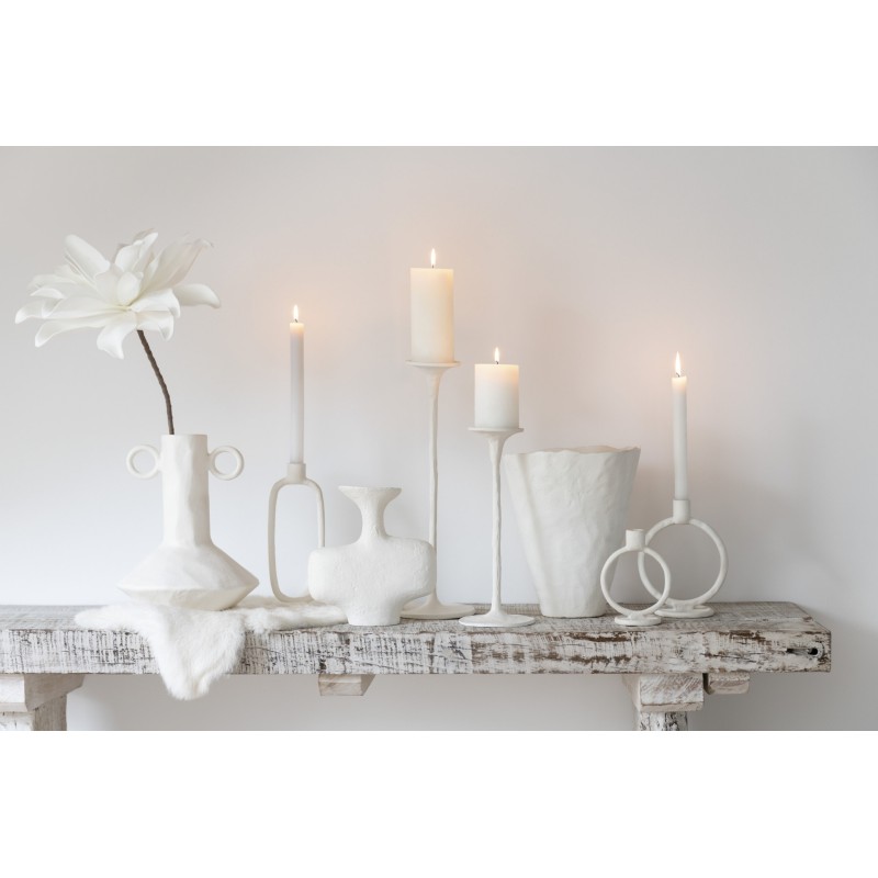 Bougeoir chandelle oval alu Blanc