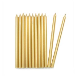 Bougies longues dorées S/12