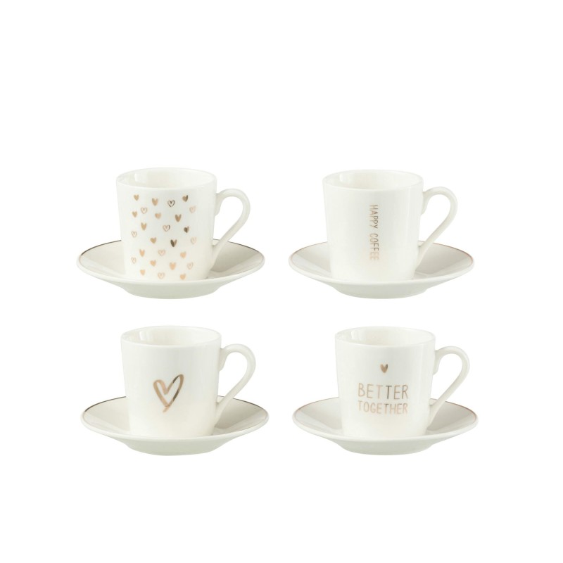 Happy Coffee S/4 Tasses expresso coeurs