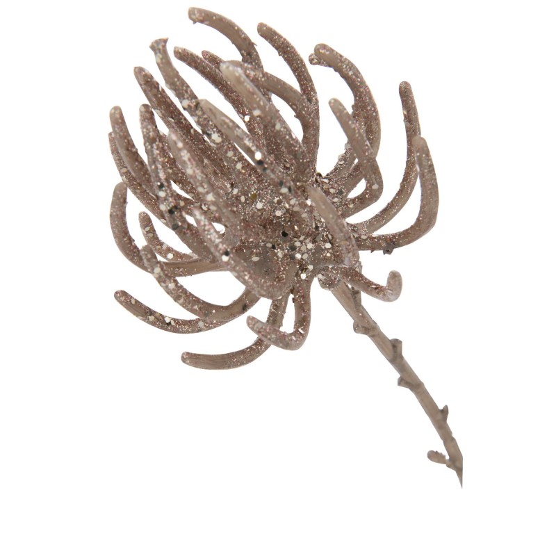 Branche dragon 3 fleurs paillettes rose champagne