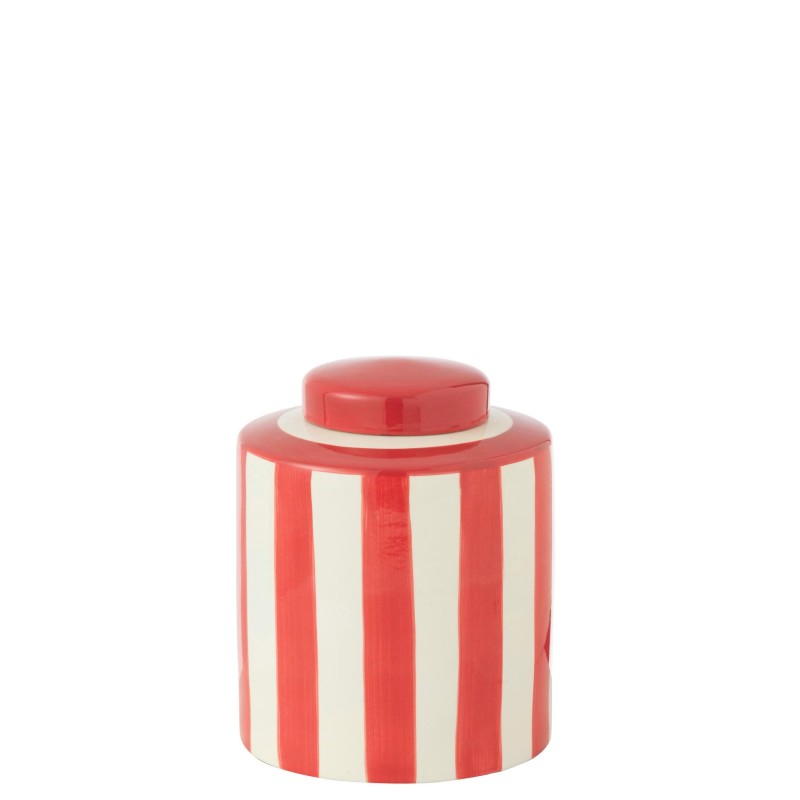 Zelie Urne lignée en porcelaine Rouge/Blanc