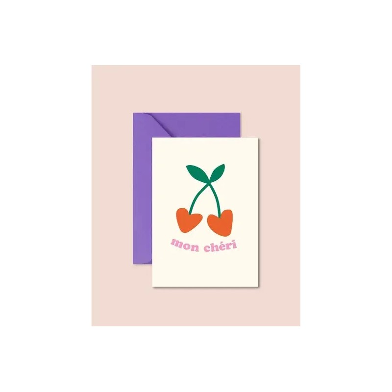 Mon chéri carte postale + enveloppe