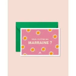 Veux-tu être ma marraine Carte postale + enveloppe