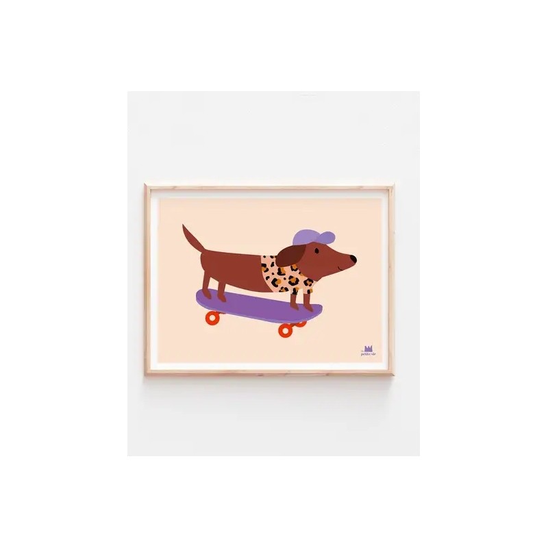 Affiche chien skateur