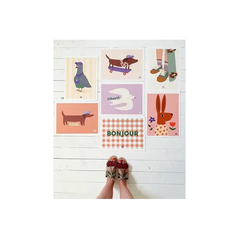 Affiche chien skateur