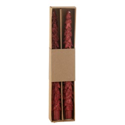 Coffret de 2 chandelles sapin - Rouge