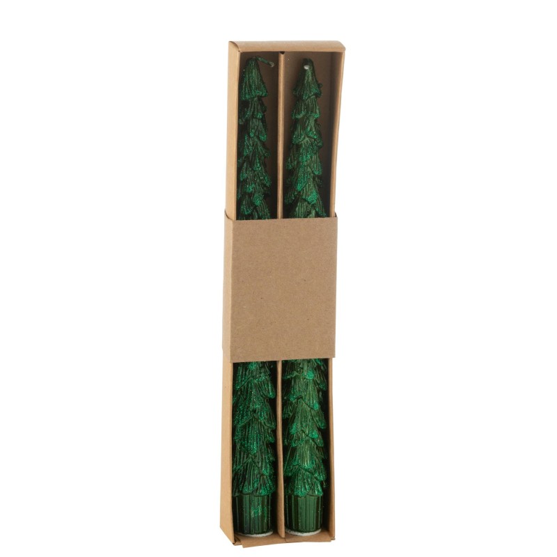 Coffret de 2 chandelles sapin - Vert