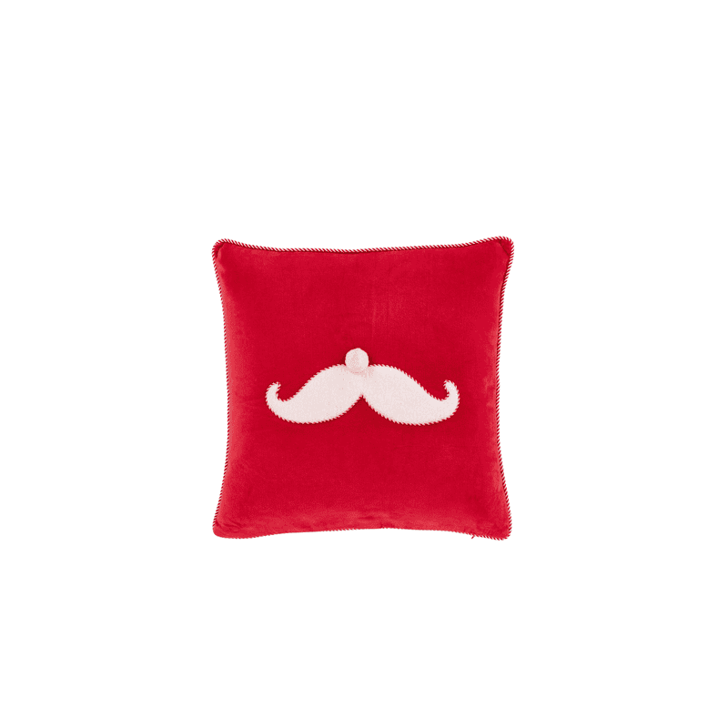 Coussin père noel moustache rouge