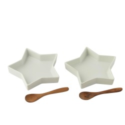 Plat Etoile Céramique Blanc S/2
