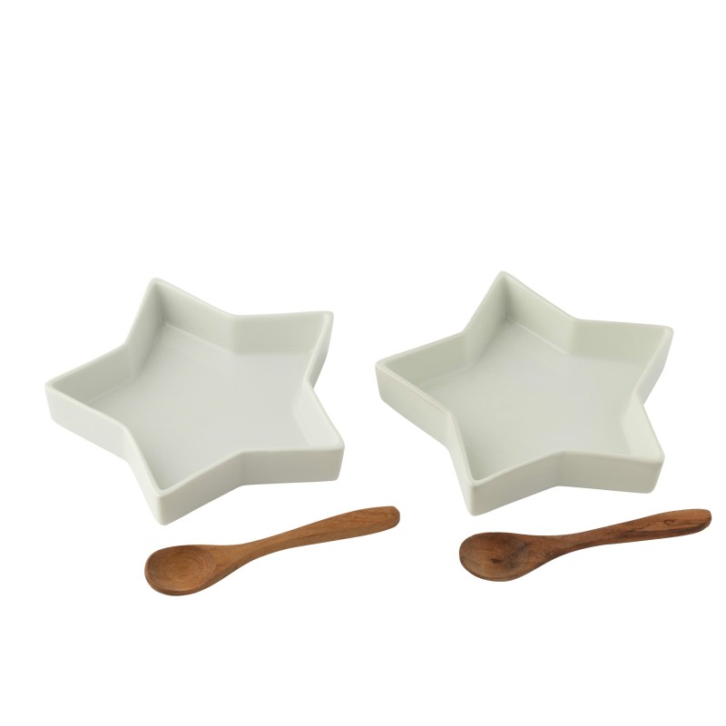 Plat Etoile Céramique Blanc S/2
