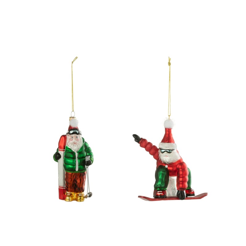 Suspension Père Noël Ski/Snowboard Verre