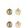 Boule De Noël Feuilles + Pois Verre Doré S/4