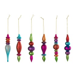 Boite De 6 Boule De Noël Verre Multicolore