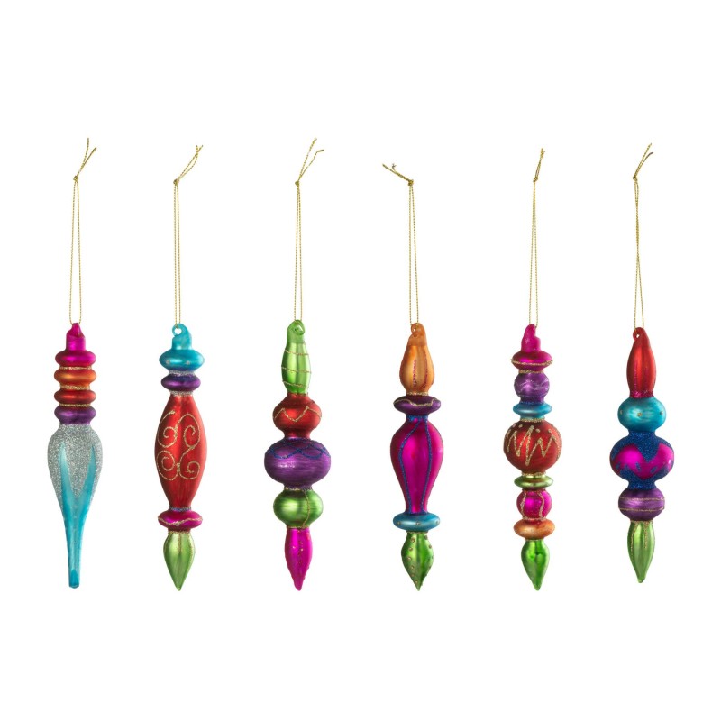 Boite De 6 Boule De Noël Verre Multicolore