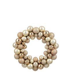 Couronne Boules De Noël Plastique Beige/Écru