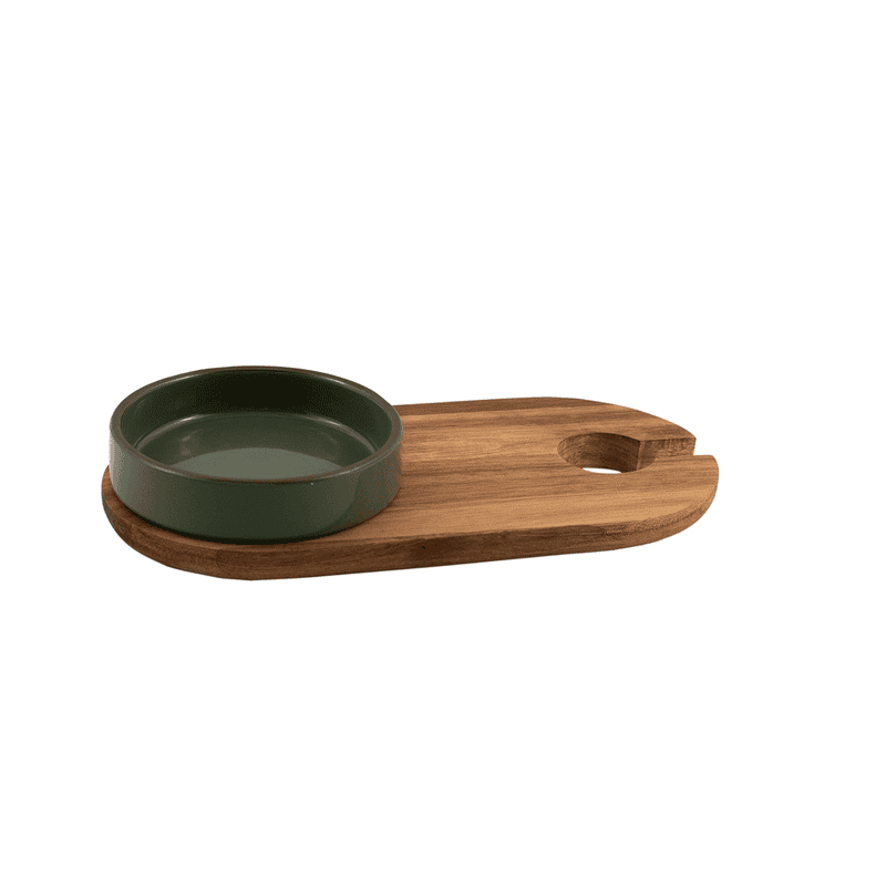 EGOISTE Set de service apero planchette en acacia +coupelle x2