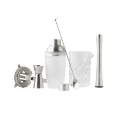 Boston Set de cocktail 6 pièces en verre et inox