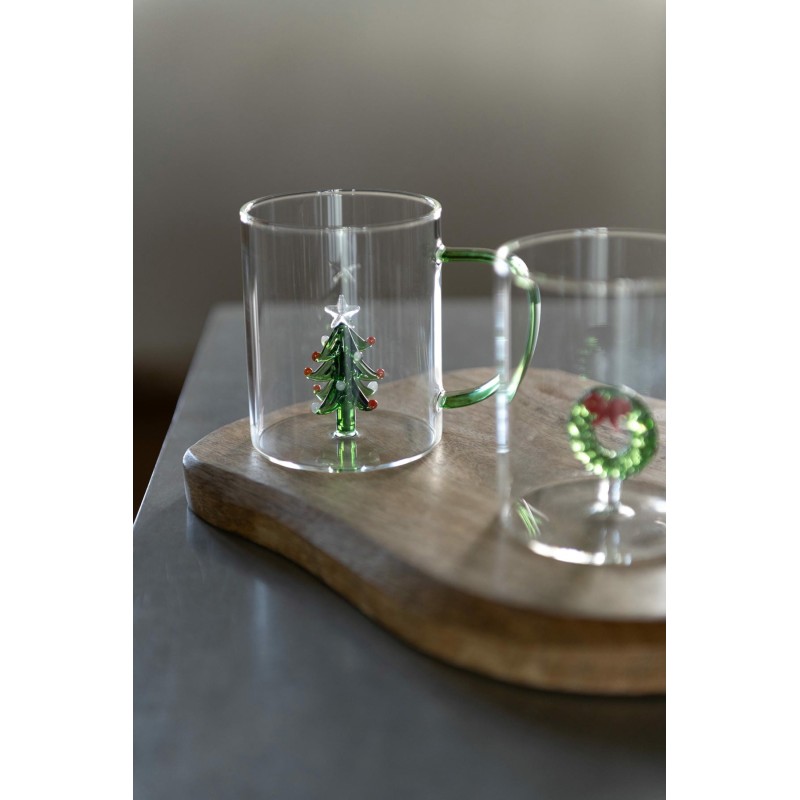 Verre à thé avec figurine /Sapin
