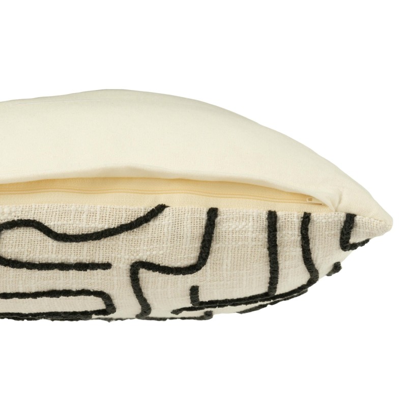 Coussin Lignes/Courbes Coton Blanc/Noir