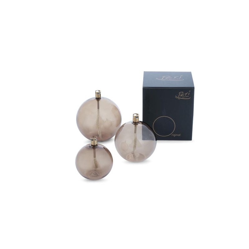 Lampes à huile boule lisse & laiton /Ambre