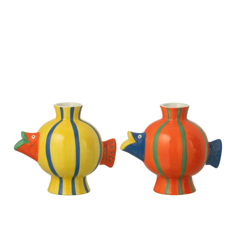 Vase Poisson Balle Ligné Dolomite Multicolore