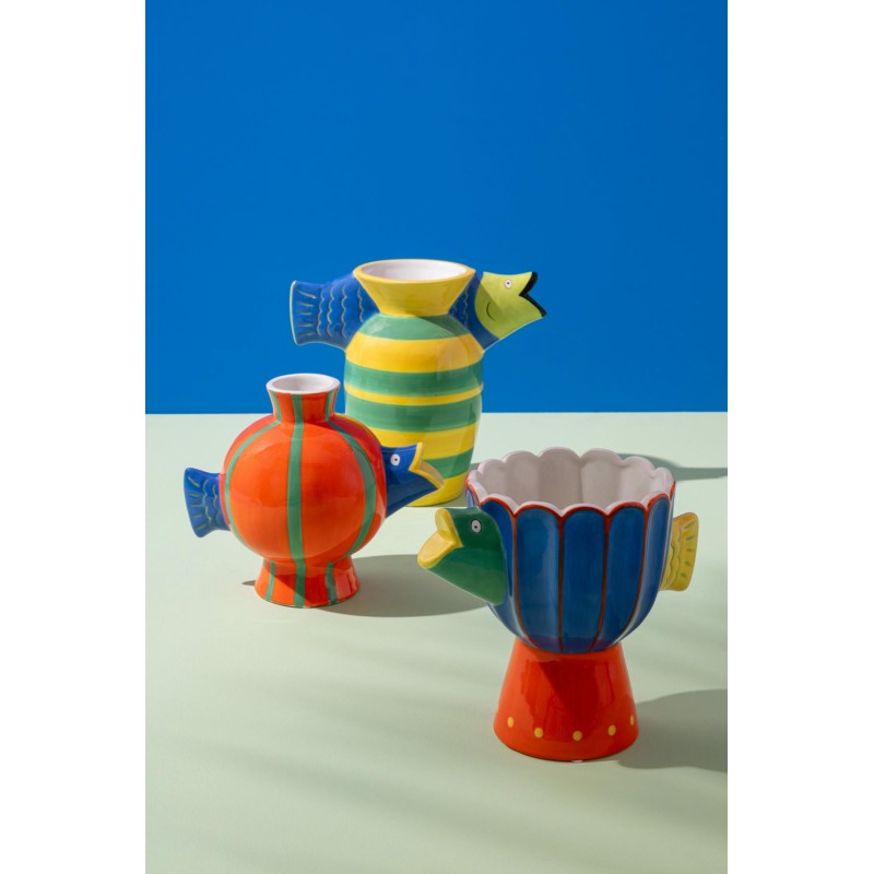 Vase Poisson Balle Ligné Dolomite Multicolore