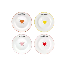 Assiettes dessert/tapas amour cœur S/4