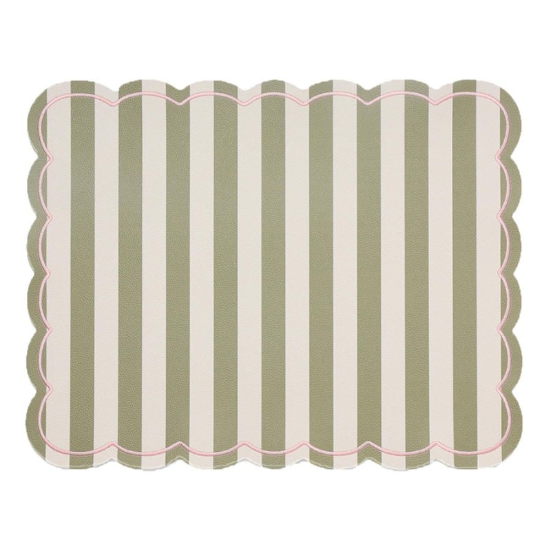 Set de table rectangle Roméo rayure kaki