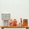 Vase Palmier cylindre et vagues orange