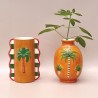 Vase Palmier cylindre et vagues orange