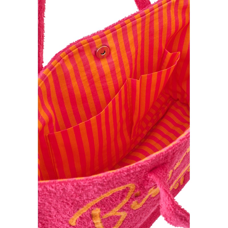 Sac De Plage  avec sa trousse Bisous Coton Rose/Orange