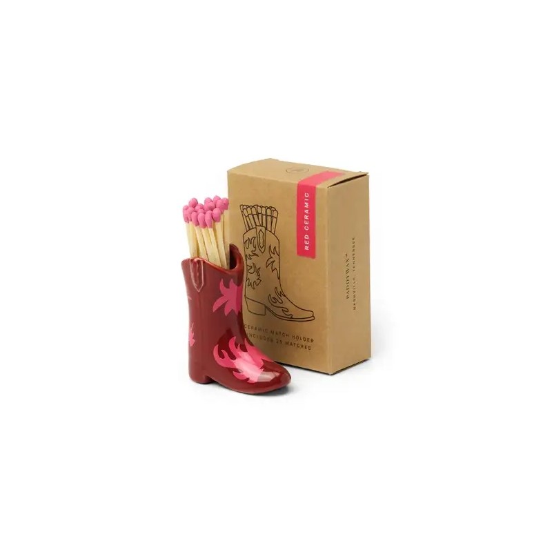 Botte Porte-allumettes en céramique Nashville (25 pièces) - Rouge & Rose