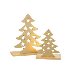 SAPIN Bougeoir bois/metal doré